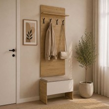 Adore Mobilya Porto 4 Askılı Tek Raflı Vestiyer Panosu - Florida Meşe 72X163X3 cm