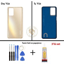 Arsking Oppo A54 Gold Uyumlu Arka Kapak + Yapıştırıcı ve Vida Seti Arka Cam Batarya Pil Kapağı Lazer Kesim