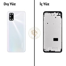 Arsking Oppo A92 Beyaz Uyumlu Lensli Orta Kasa Full Kasa Kapak Gövde Housing