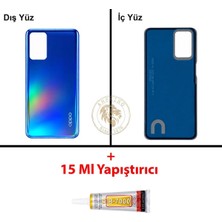 Arsking Oppo A54 Mavi Uyumlu Arka Kapak + B7000 Yapıştırıcı Arka Cam Batarya Pil Kapağı Lazer Kesim