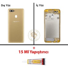 Arsking Oppo A5S Gold Uyumlu Lensli Orta Kasa + B7000 Yapıştırıcı Full Kasa Kapak Gövde Housing