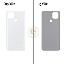Arsking Oppo A15 Beyaz Uyumlu Arka Kapak Arka Cam Batarya Pil Kapağı Lazer Kesim Back Cover