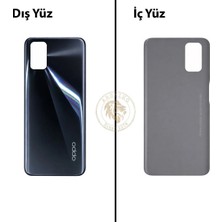 Arsking Oppo A72 Siyah Uyumlu Arka Kapak Arka Cam Batarya Pil Kapağı Lazer Kesim Back Cover