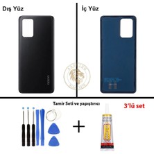 Arsking Oppo A74 Siyah Uyumlu Arka Kapak + Yapıştırıcı ve Vida Seti Arka Cam Batarya Pil Kapağı Lazer Kesim