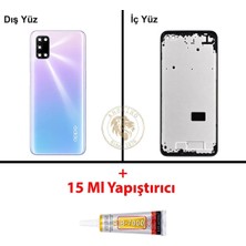 Arsking Oppo A92 Mor Uyumlu Lensli Orta Kasa + B7000 Yapıştırıcı Full Kasa Kapak Gövde Housing