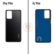 Arsking Oppo A54 Siyah Uyumlu Arka Kapak Arka Cam Batarya Pil Kapağı Lazer Kesim Back Cover