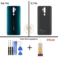 Arsking Oppo A9 2020 Yeşil Uyumlu Arka Kapak + Yapıştırıcı ve Vida Seti Arka Cam Batarya Pil Kapağı