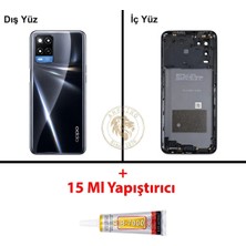 Arsking Oppo A54 Siyah Uyumlu Orta Kasa + B7000 Yapıştırıcı Full Kasa Kapak Gövde Housing