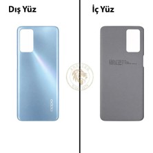 Arsking Oppo A16 Mavi Uyumlu Arka Kapak Arka Cam Batarya Pil Kapağı Lazer Kesim Back Cover