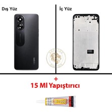 Arsking Oppo A38 Siyah Uyumlu Orta Kasa + B7000 Yapıştırıcı Full Kasa Kapak Gövde Housing