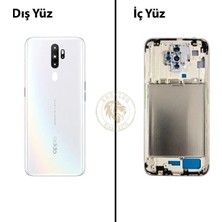 Arsking Oppo A5 2020 Beyaz Uyumlu Lensli Orta Kasa Full Kasa Kapak Gövde Housing