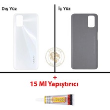 Arsking Oppo A72 Beyaz Uyumlu Arka Kapak + B7000 Yapıştırıcı Arka Cam Batarya Pil Kapağı Lazer Kesim