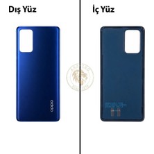 Arsking Oppo A74 Mavi Uyumlu Arka Kapak Arka Cam Batarya Pil Kapağı Lazer Kesim Back Cover