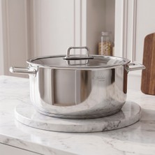 Aryıldız Colombus 28 Cm Derin Tencere Metal Kulp Cam Kapaklı Paslanmaz Çelik Yapı