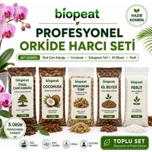 Biopeat Profesyonel Orkide Harcı Seti 1 L Çam Kabuğu 1 L Cocohusk 1 L Sphagnum Torf 1 L Perlit 1 L Kil Bilyesi