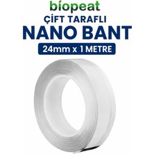 Biopeat Nano Bant Çift Taraflı Şeffaf Yapıştırıcı Bant 24 mm x 1 mt