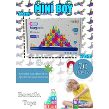 Boratila Toys Manyetik Yapı Blokları– Çocuklar Için Renkli 3 Boyutlu 70 Parça Manyetik Blok Mini Oyun Seti