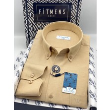 Fitmens Klasik Uzun Kol Pamuklu Yaka Düğmeli Hediye Kutulu Kolay Ütülenebilir Erkek Gömlek FS-003897 - Camel
