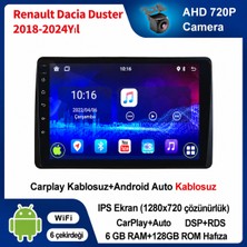 SBAID Dacia Duster 2018-2024 Yıl Uyumlu 6GB Ram 128GB Rom Hafıza Android Kablosuz Carplay Navigasyon Multimedya 10 Inç Ekran Hediye Görüş Kamerası Hediye Çerçevesi