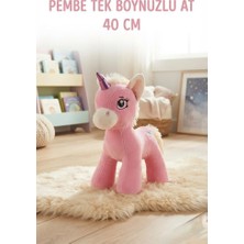 Farbu Oyuncak Boynuzlu Pembe At Pony Unicorn 40 cm Sevimli Konforlu: Peluş Uyku Yastığı ve Sarılma Arkadaşı Dekoratif Oyuncak