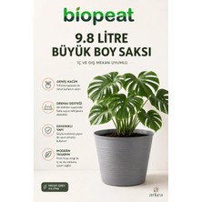 Biopeat 9.8 Litre Büyük Boy Frost Grey Saksı | Iç ve Dış Mekan Uyumlu Dekoratif Çiçek Saksısı