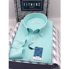 Fitmens Klasik Uzun Kol Pamuklu Yaka Düğmeli Hediye Kutulu Kolay Ütülenebilir Erkek Gömlek FS-003897 - Mint