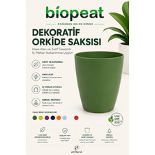 Biopeat 12 Pot Dekoratif Orkide Dış Saksısı Yeşil | 12 cm Modern Saksı | Iç ve Dış Mekan Bitki Saksısı