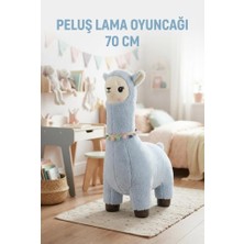 Farbu Oyuncak Mavi Peluş Lama 70 cm ; Sevimli ve Konforlu Uyku Yastığı ve Sarılma Arkadaşı Dekoratif Oyuncak