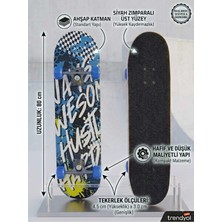 Boratila Toys Standart 80 cm Uzunluk Altı Desenli Üstü Zımparalı 80 kg Taşıma Kapasiteli Profesyonel Silikon Teker Kaykay