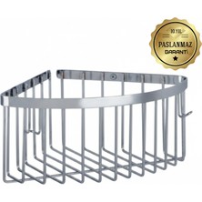 Çelik Banyo Derin Şampuanlık Paslanmaz Pirinç 19X19 Cm Şampuanlık Köşe Süngerlik