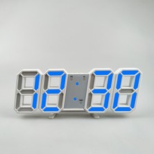Silabor Dekoratif Dijital LED Masa Duvar Saati 3D Dijital Saat Çalar Saat LED Elektronik Saat Beyaz Kasa Mavi Işık