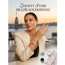 Zerafet Store Siyah ve Beyaz Çiçek Desenli Altın Kaplama Bileklik