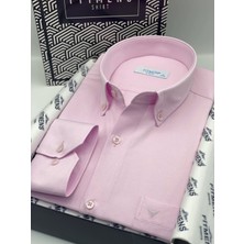 Fitmens Klasik Uzun Kol Pamuklu Yaka Düğmeli Hediye Kutulu Kolay Ütülenebilir Erkek Gömlek FS-003897 - Pembe