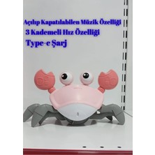 Boratila Toys Emeklemeye Yardımcı 3 Hız Kademeli Kapatıp Açılabilen Müzikli Sensörlü Şarjlı(Pembe)Yengeç Oyuncak