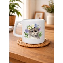 Eylül Design Sevimli Kediler Baskılı Minimal Tasarımlı Baskılı Kupa Bardak Lüks Kahve Mug 250 ml