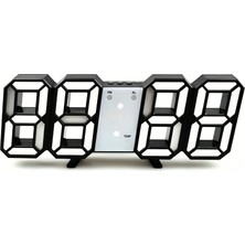 Silabor Dekoratif Dijital LED Masa Duvar Saati 3D Dijital Saat Çalar Saat LED Elektronik Saat Siyah Kasa Beyaz Işık