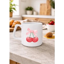 Eylül Design Kiraz Baskılı Minimal Tasarımlı Baskılı Kupa Bardak Lüks Kahve Mug 250 ml