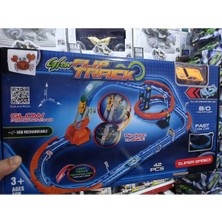 Boratila Toys 42 Parça Aksesuarlı Süper Hızlı USB Şarjlı Fosforlu Şampiyonluk Parkur Seti