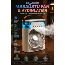 Ecuy Taşınabilir Askılı & Masaüstü Mini Klima USB Hava Soğutucu Sulu Klima Buharlı Vantilatör LED Işıklı 330 ml 3 Mod