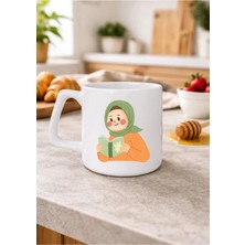 Eylül Design Tesettürlü Kız Baskılı Minimal Tasarımlı Baskılı Kupa Bardak Lüks Kahve Mug 250 ml