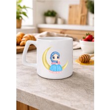 Eylül Design Tesettürlü Kız Baskılı Minimal Tasarımlı Baskılı Kupa Bardak Lüks Kahve Mug 250 ml
