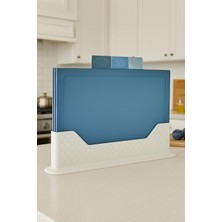 Kazan Hobi Moi Ocean 4 Parça Plastik Kesme Tahtası Seti, Standlı, Renkli, Hijyenik, Kaymaz 3 Adet Gıda Hazırlama Tahtası, 31X20 Cm, Sebze Et Balık Kesim Tahtası, Mutfak Düzenleyici Organizer