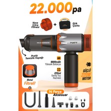 Matt MCV22 Şarjlı Araç Süpürgesi Turuncu 22.000PA Güçlü Vakumlu Mini El Süpürgesi Type-C Şarjlı 220ML