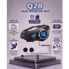 Q28 Motosiklet Kask Bluetooth Kulaklık 1080P Kamera Interkom Kulaklık Su Geçirmez Intercom