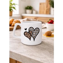 Eylül Design Leopar Tasarımlı Baskılı Kupa Bardak Lüks Kahve Mug 250 ml