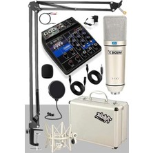 Frefly Store Ses Kartlı Mikser, Stand ve Filtre ile Kondenser Mikrofon Seti