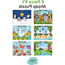 Frefly Store Eğitici Ahşap Puzzle Seti, 6 Parça Renkli Tasarım (13X17 Cm)