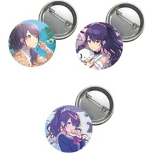Frefly Store Anime Temalı Buton Rozet Seti, 3 Adet 37 mm Asahina Mafuyu ile