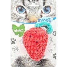 Frefly Store Kadife Çilek Şeklinde Kedi Oyuncağı