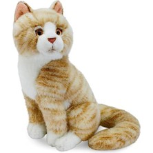 Frefly Store Bej Renkli Oturan Kedi Peluş Oyuncak, 22 cm Sevimli Tasarım
